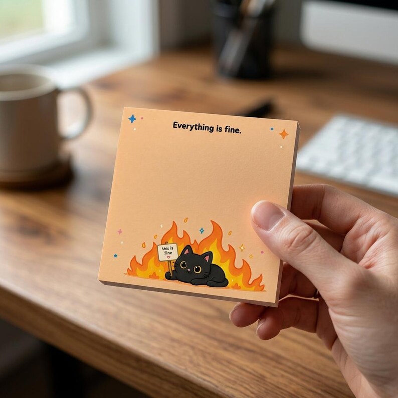 🐾 Sassy Black Cat Sticky Notes (4-Pack) | Funny Sarcastic Memo Pads for Office, School & WFH | 3"x3"