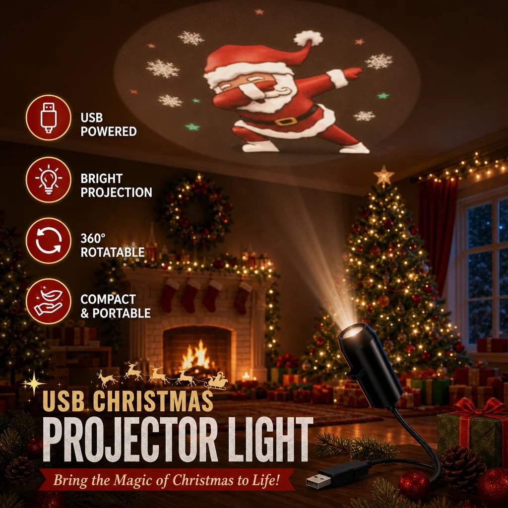 🎅🌌 Plug-and-Play HD Christmas Projector – 6 or 10 festive scenes