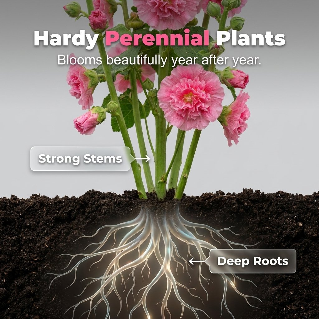 🌺Mixed Double-Flowered Hollyhock Seeds (Perennial)✨🌱Perennial Garden Flower