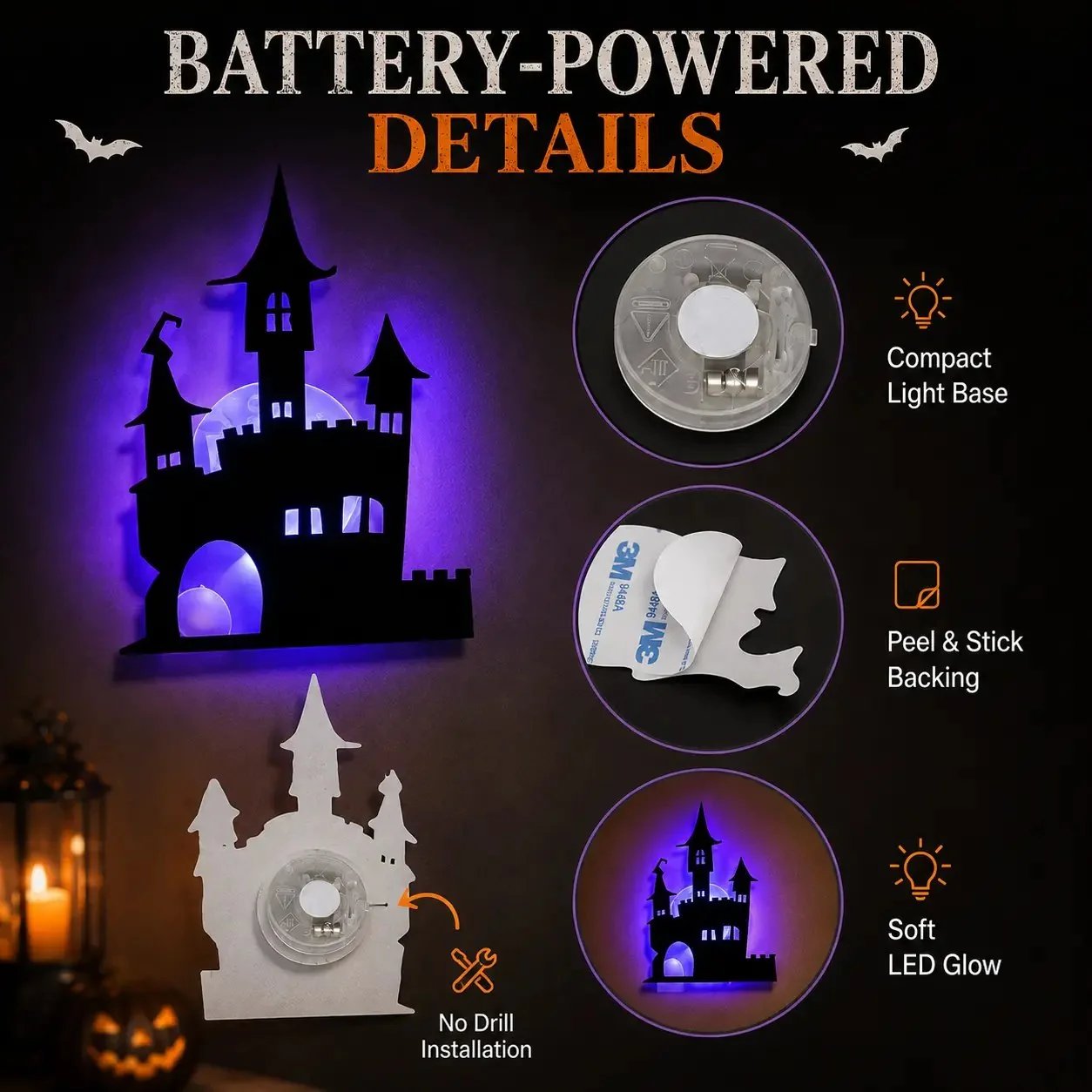 🥳 2026 SPECIAL 🥳💞 Over 50,000 sold! LED Halloween wall stickers—battery-operated, self-adhesive light-up decorations.