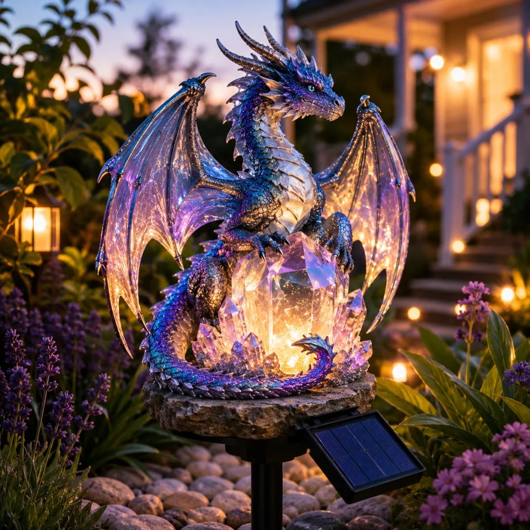 Solar Dragon Crystal Garden Light – Glowing Outdoor Fantasy Decoration with Solar Panel