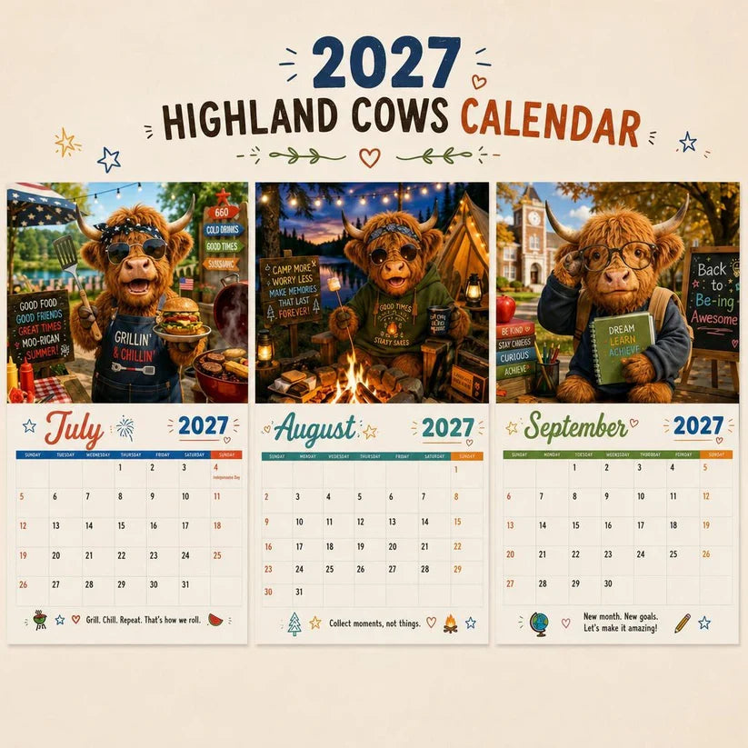 ✨️Surprise 60% Off！🐮2027 Funny Highland Cow Wall Calendar | A4 Hanging Calendar 🔥May 2027 bring you booming luck！