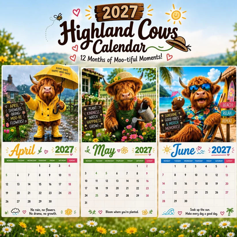 ✨️Surprise 60% Off！🐮2027 Funny Highland Cow Wall Calendar | A4 Hanging Calendar 🔥May 2027 bring you booming luck！