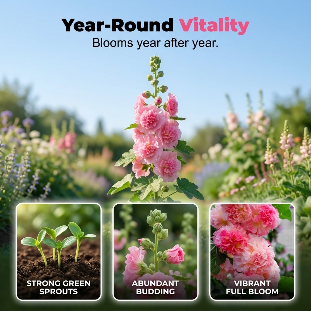 🌺Mixed Double-Flowered Hollyhock Seeds (Perennial)✨🌱Perennial Garden Flower