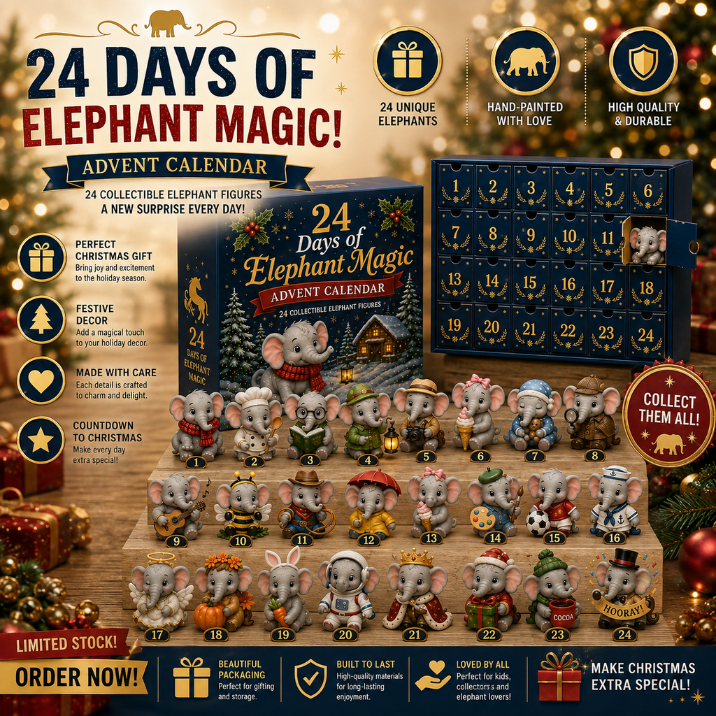 🐘 24 Days of Elephant Magic Advent Calendar – 24 Collectible Christmas Elephant Surprises