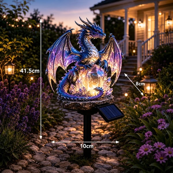 Solar Dragon Crystal Garden Light – Glowing Outdoor Fantasy Decoration with Solar Panel