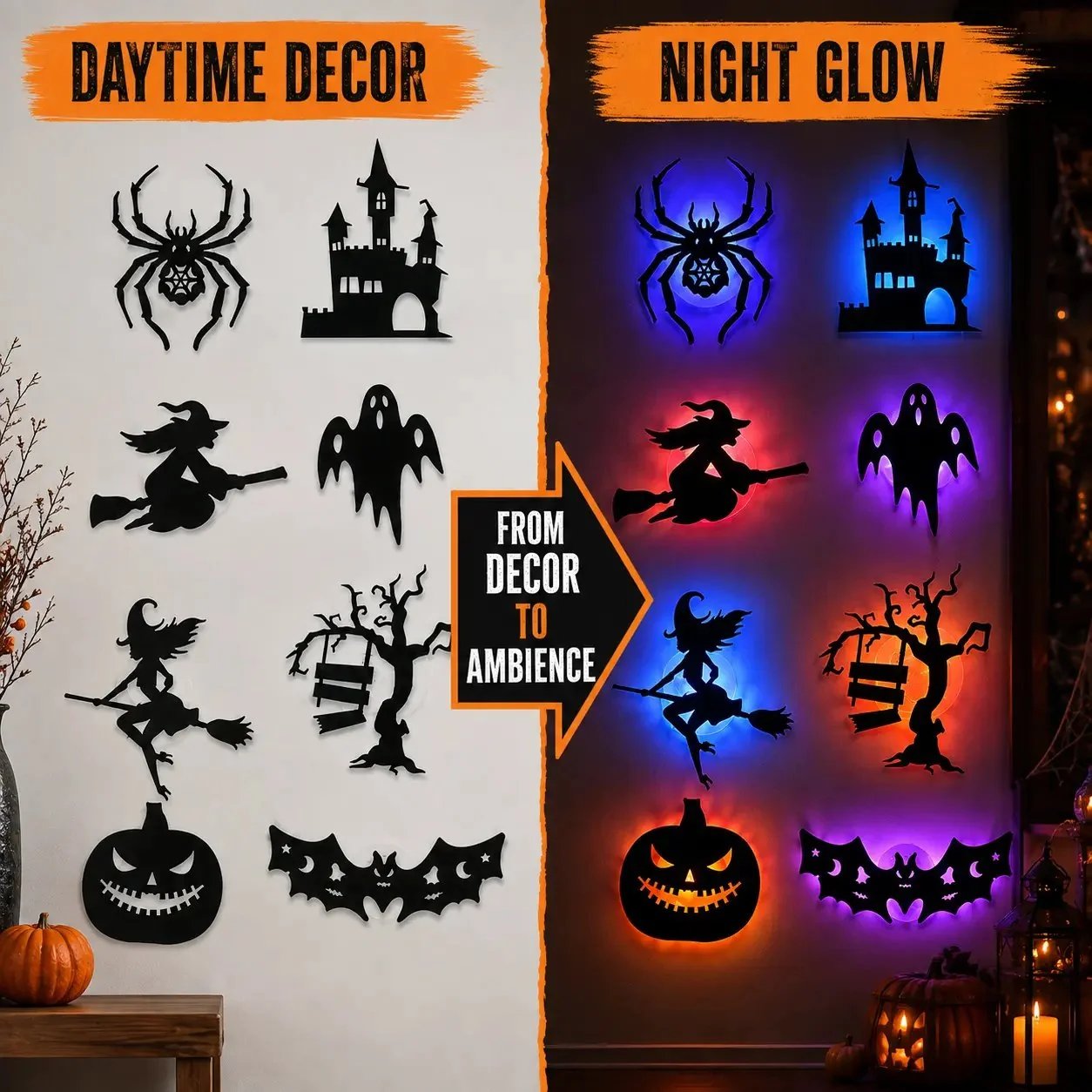 🥳 2026 SPECIAL 🥳💞 Over 50,000 sold! LED Halloween wall stickers—battery-operated, self-adhesive light-up decorations.