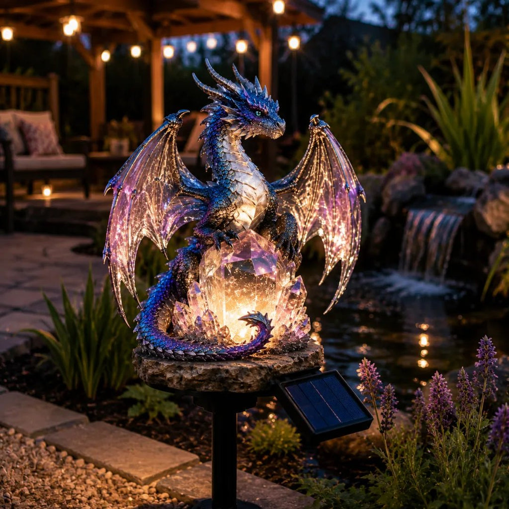 Solar Dragon Crystal Garden Light – Glowing Outdoor Fantasy Decoration with Solar Panel