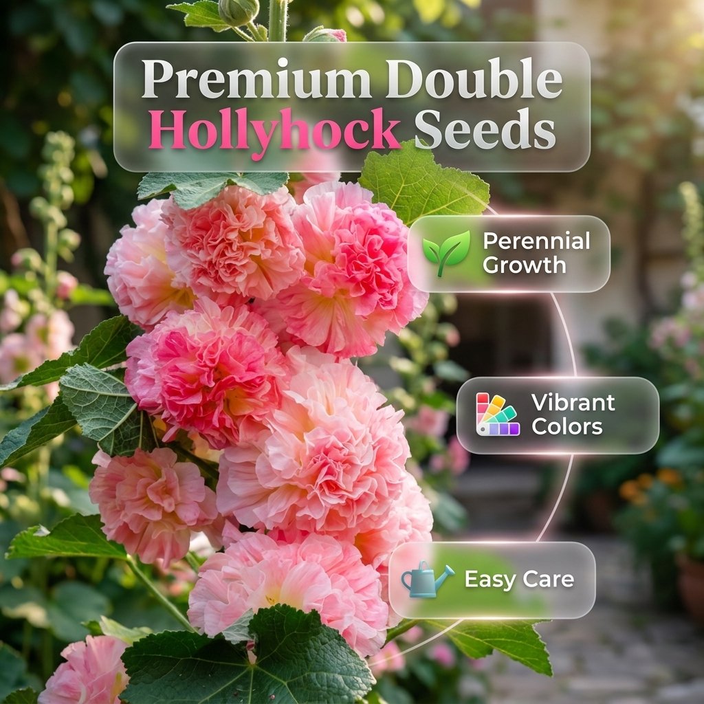 🌺Mixed Double-Flowered Hollyhock Seeds (Perennial)✨🌱Perennial Garden Flower
