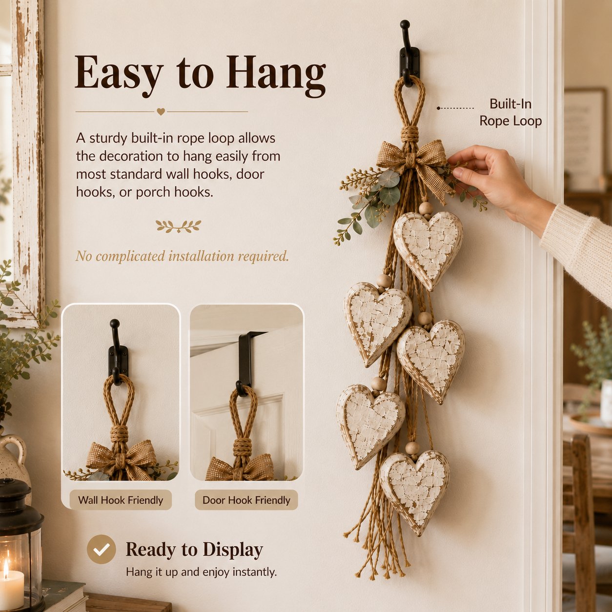 🤎 "Hanging Heart" Wall Decoration