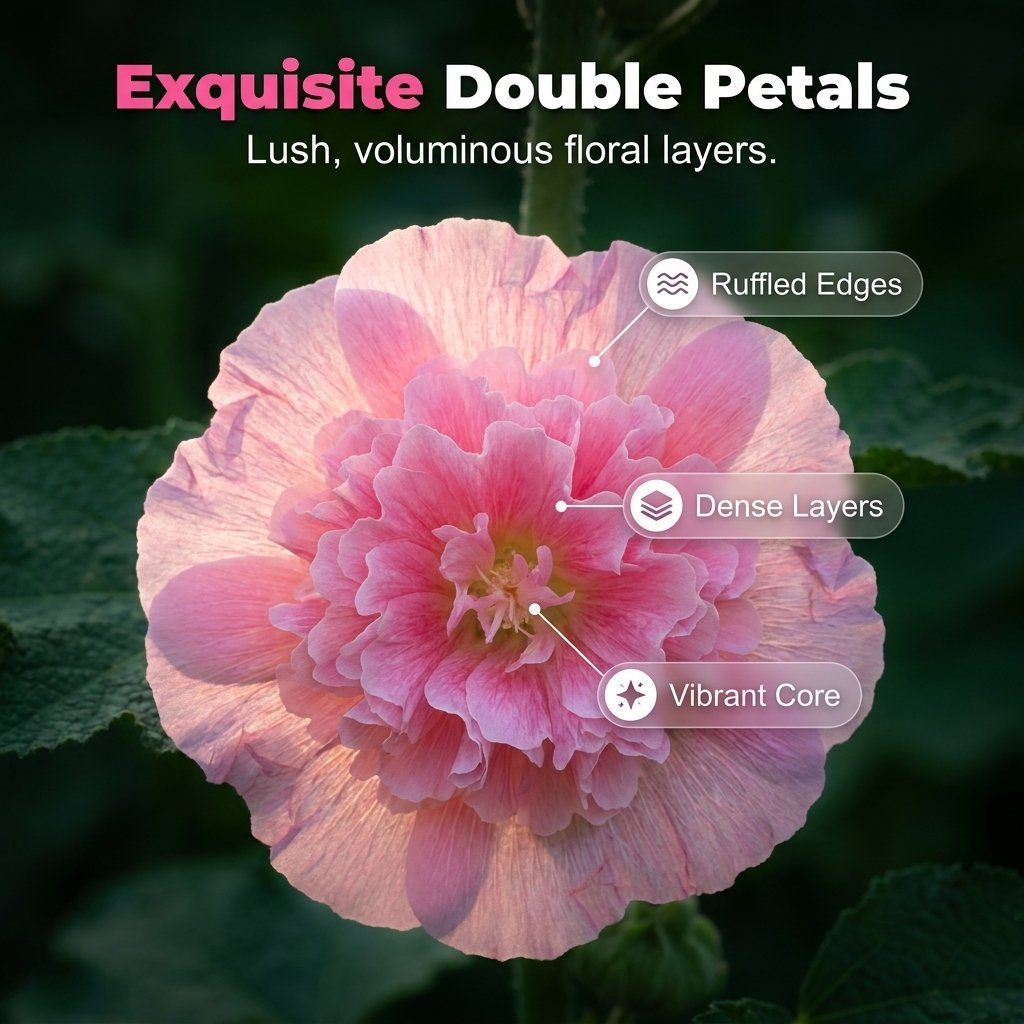 🌺Mixed Double-Flowered Hollyhock Seeds (Perennial)✨🌱Perennial Garden Flower