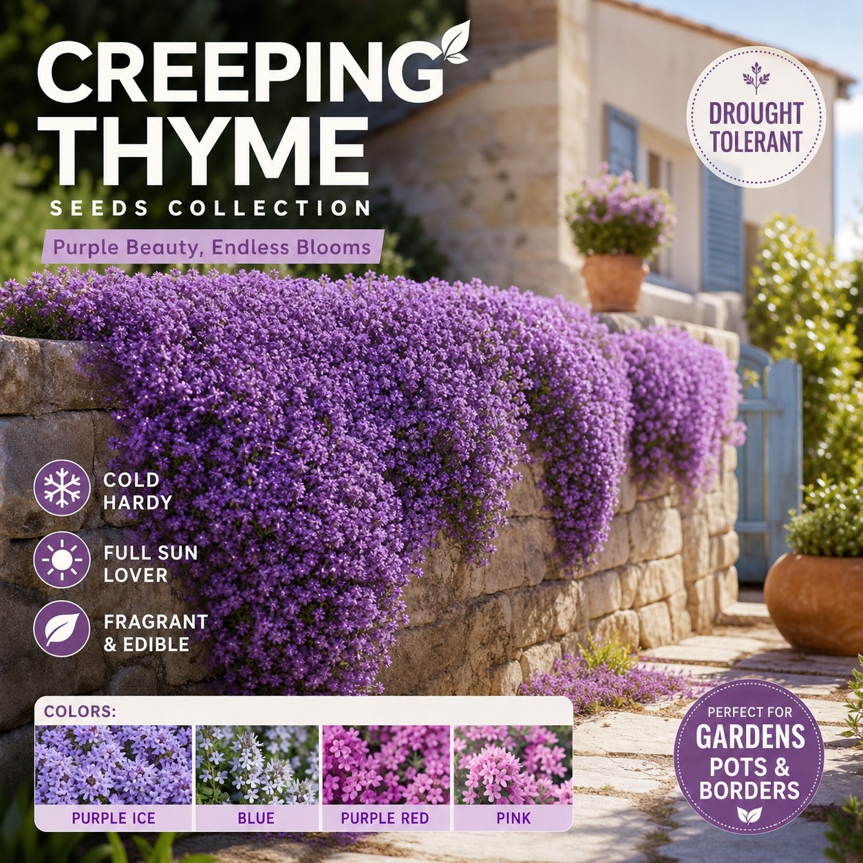 🌸 Creeping Thyme – colorful ground cover seeds