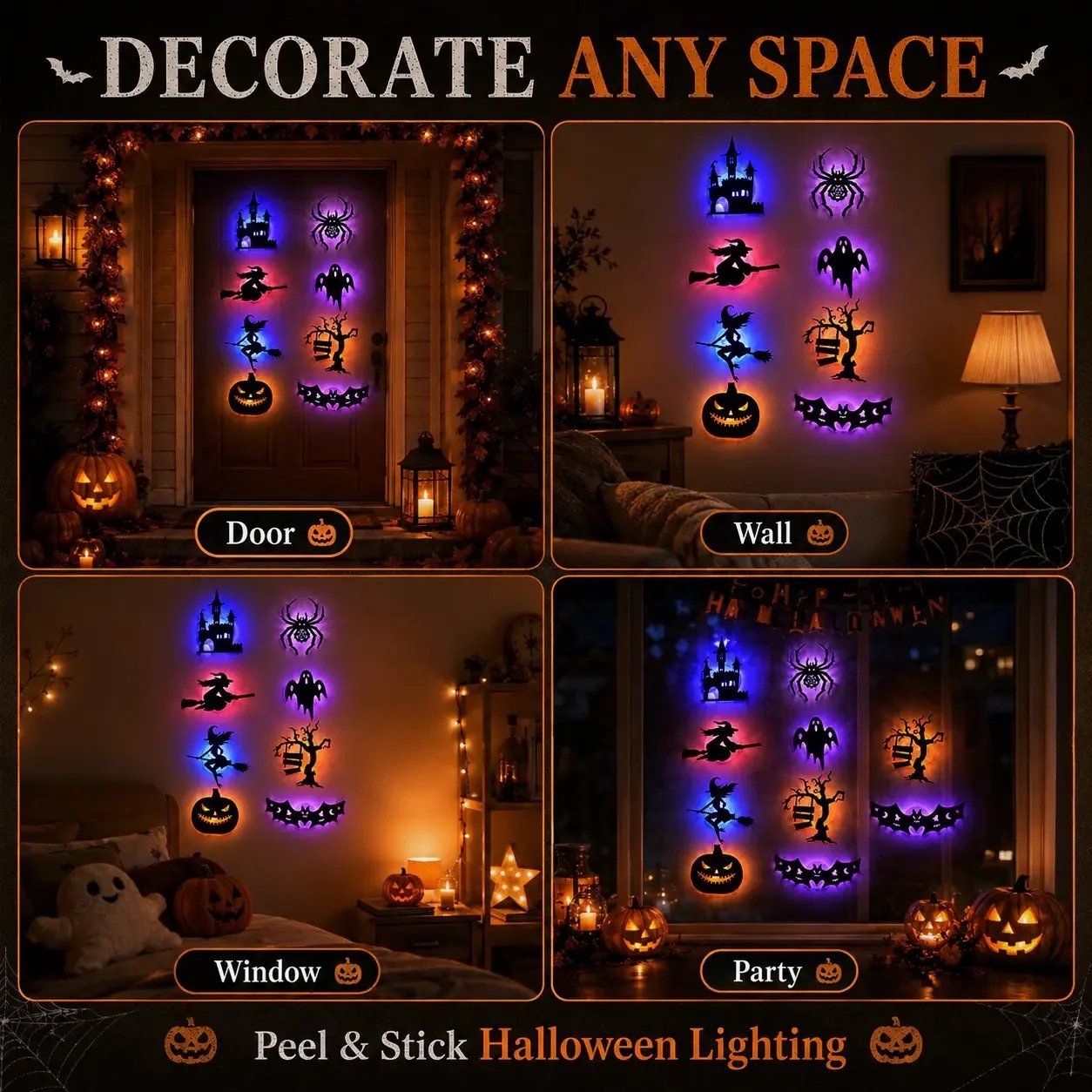 🥳 2026 SPECIAL 🥳💞 Over 50,000 sold! LED Halloween wall stickers—battery-operated, self-adhesive light-up decorations.
